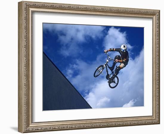 Bmx Cyclist Flys over the Vert-null-Framed Photographic Print