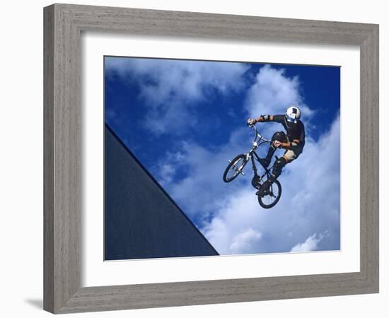 Bmx Cyclist Flys over the Vert-null-Framed Photographic Print