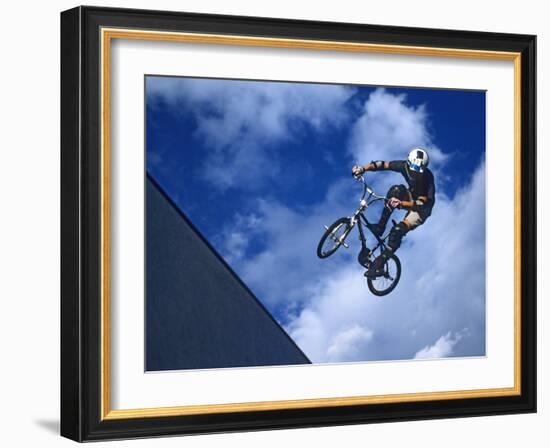 Bmx Cyclist Flys over the Vert-null-Framed Photographic Print