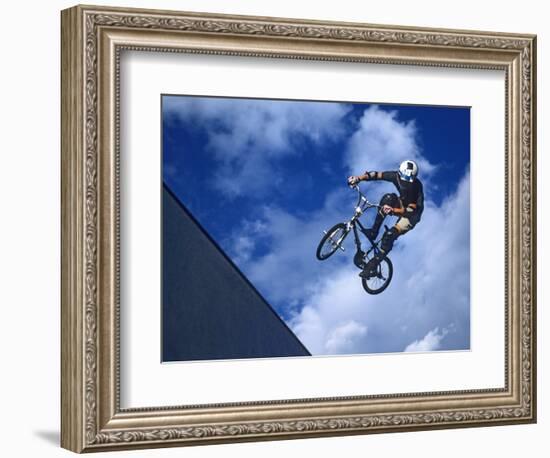 Bmx Cyclist Flys over the Vert-null-Framed Photographic Print