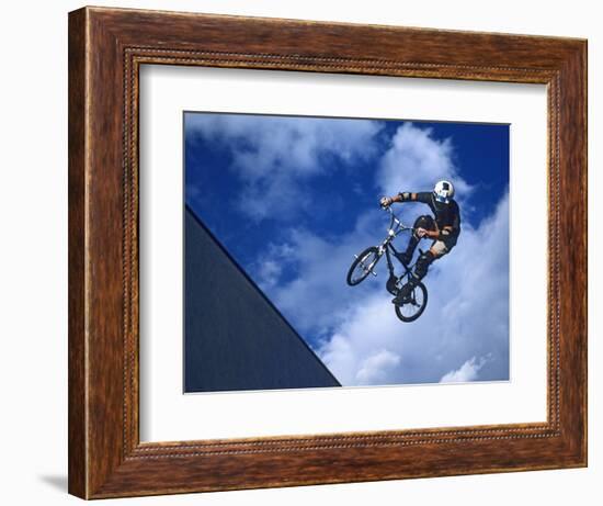 Bmx Cyclist Flys over the Vert-null-Framed Photographic Print