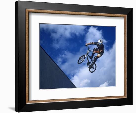 Bmx Cyclist Flys over the Vert-null-Framed Photographic Print