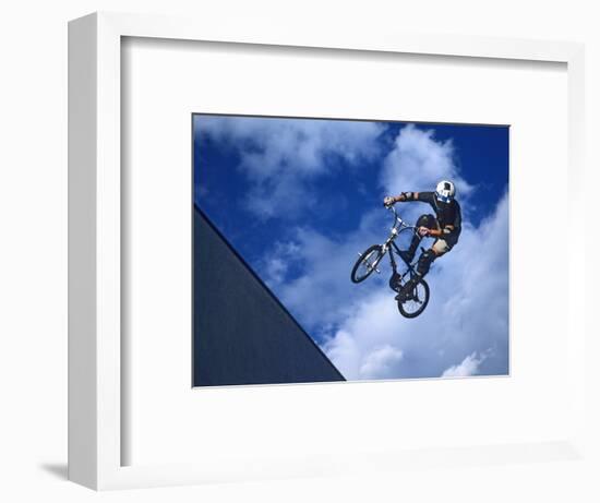 Bmx Cyclist Flys over the Vert-null-Framed Photographic Print