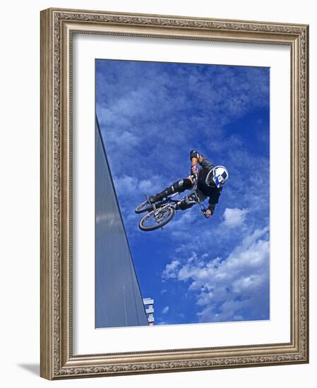 Bmx Cyclist Flys over the Vert-null-Framed Photographic Print