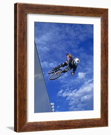 Bmx Cyclist Flys over the Vert-null-Framed Photographic Print