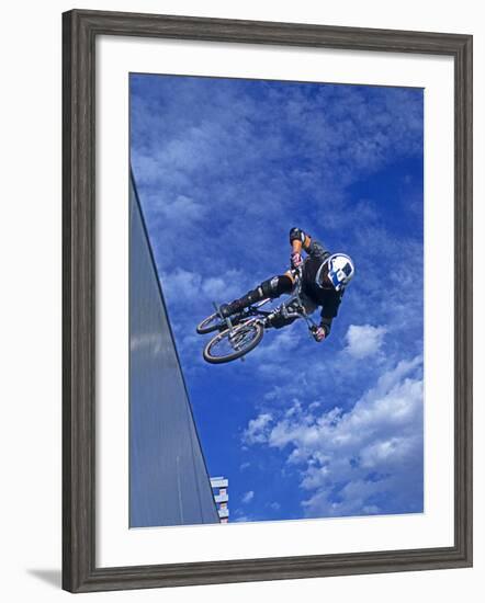 Bmx Cyclist Flys over the Vert-null-Framed Photographic Print