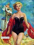 The Lifeguard & The Lady  - Saturday Evening Post "Leading Ladies", August 27, 1955 pg.24-Bn Stahl-Framed Premium Giclee Print