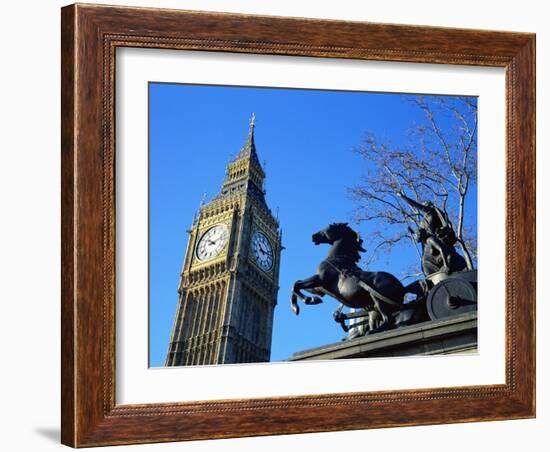 Boadicea (Boudicca) and Big Ben, London, England, United Kingdom-Ethel Davies-Framed Photographic Print