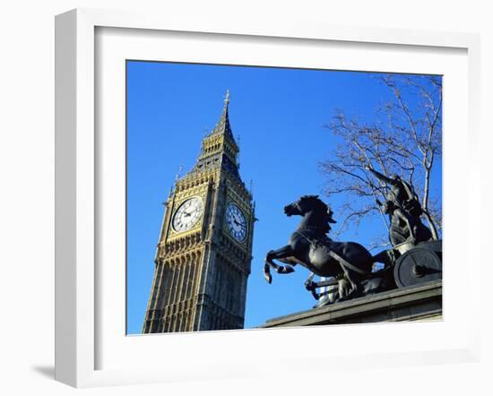 Boadicea (Boudicca) and Big Ben, London, England, United Kingdom-Ethel Davies-Framed Photographic Print