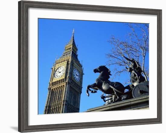 Boadicea (Boudicca) and Big Ben, London, England, United Kingdom-Ethel Davies-Framed Photographic Print