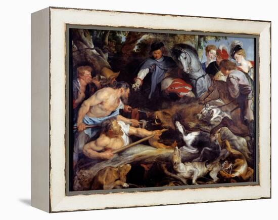 Boar Hunting. Painting by Pierre Paul (Pierre-Paul) Rubens (Or Peter Paul or Petrus Paulus) (1577-1-Peter Paul Rubens-Framed Premier Image Canvas