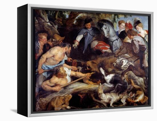 Boar Hunting. Painting by Pierre Paul (Pierre-Paul) Rubens (Or Peter Paul or Petrus Paulus) (1577-1-Peter Paul Rubens-Framed Premier Image Canvas