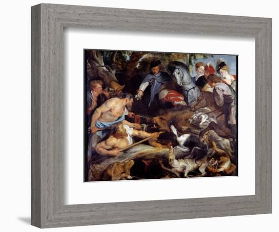 Boar Hunting. Painting by Pierre Paul (Pierre-Paul) Rubens (Or Peter Paul or Petrus Paulus) (1577-1-Peter Paul Rubens-Framed Giclee Print