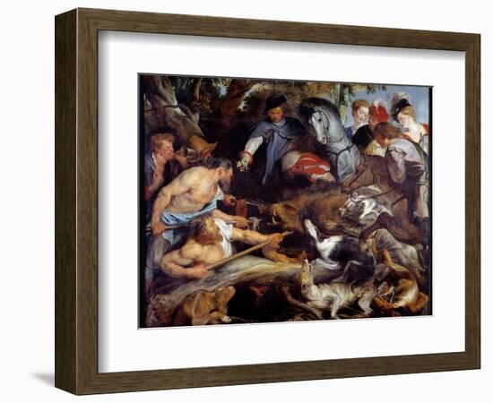 Boar Hunting. Painting by Pierre Paul (Pierre-Paul) Rubens (Or Peter Paul or Petrus Paulus) (1577-1-Peter Paul Rubens-Framed Giclee Print