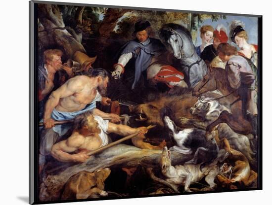 Boar Hunting. Painting by Pierre Paul (Pierre-Paul) Rubens (Or Peter Paul or Petrus Paulus) (1577-1-Peter Paul Rubens-Mounted Giclee Print