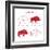 Boar Meat Cut Diagram - Elements Red on White-ONiONAstudio-Framed Art Print