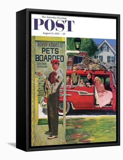 "Boarding the Dog" Saturday Evening Post Cover, August 24, 1957-Earl Mayan-Framed Premier Image Canvas