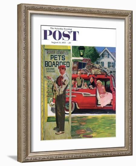 "Boarding the Dog" Saturday Evening Post Cover, August 24, 1957-Earl Mayan-Framed Giclee Print