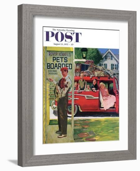 "Boarding the Dog" Saturday Evening Post Cover, August 24, 1957-Earl Mayan-Framed Giclee Print