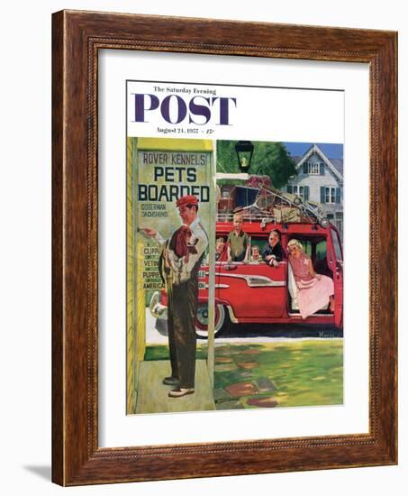 "Boarding the Dog" Saturday Evening Post Cover, August 24, 1957-Earl Mayan-Framed Giclee Print