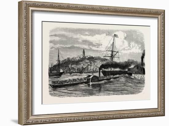 Boarding the Ship Le Cygne by the Austrian Empress, 1855-null-Framed Giclee Print