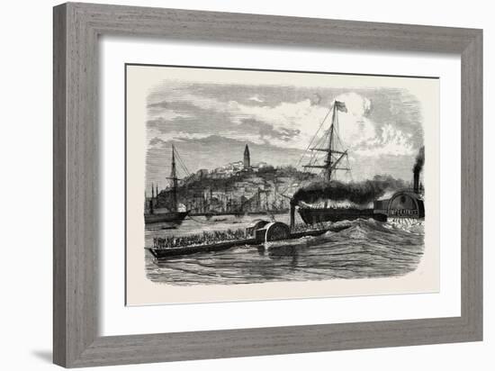 Boarding the Ship Le Cygne by the Austrian Empress, 1855-null-Framed Giclee Print