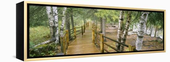 Boardwalk Along a River, Gooseberry River, Gooseberry Falls State Park, Minnesota, USA-null-Framed Premier Image Canvas