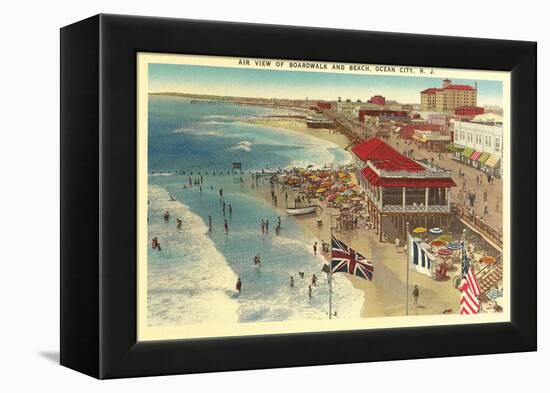 Boardwalk and Beach, Ocean City, New Jersey-null-Framed Stretched Canvas