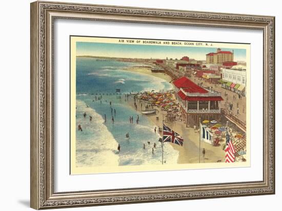 Boardwalk and Beach, Ocean City, New Jersey-null-Framed Art Print