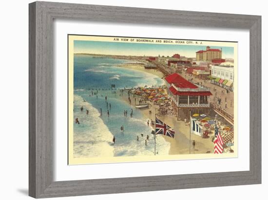 Boardwalk and Beach, Ocean City, New Jersey-null-Framed Art Print