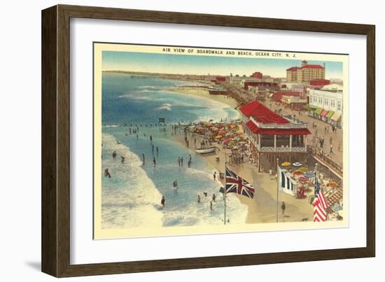 Boardwalk and Beach, Ocean City, New Jersey-null-Framed Art Print