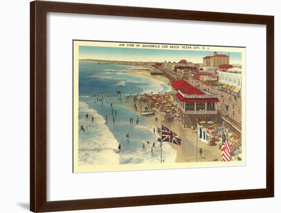 Boardwalk and Beach, Ocean City, New Jersey-null-Framed Art Print