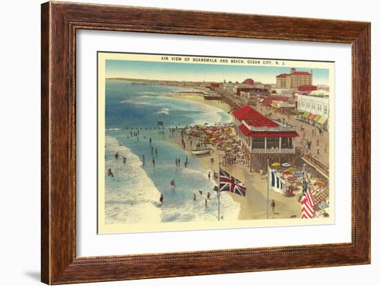 Boardwalk and Beach, Ocean City, New Jersey-null-Framed Art Print