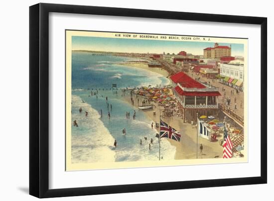 Boardwalk and Beach, Ocean City, New Jersey-null-Framed Art Print