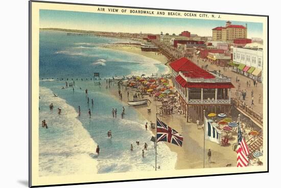 Boardwalk and Beach, Ocean City, New Jersey-null-Mounted Art Print