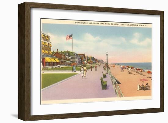 Boardwalk and Beach, Virginia Beach, Virginia-null-Framed Art Print