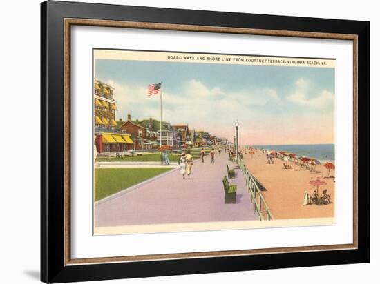 Boardwalk and Beach, Virginia Beach, Virginia-null-Framed Art Print