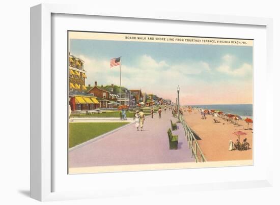 Boardwalk and Beach, Virginia Beach, Virginia-null-Framed Art Print