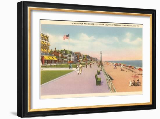 Boardwalk and Beach, Virginia Beach, Virginia-null-Framed Art Print