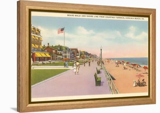 Boardwalk and Beach, Virginia Beach, Virginia-null-Framed Stretched Canvas