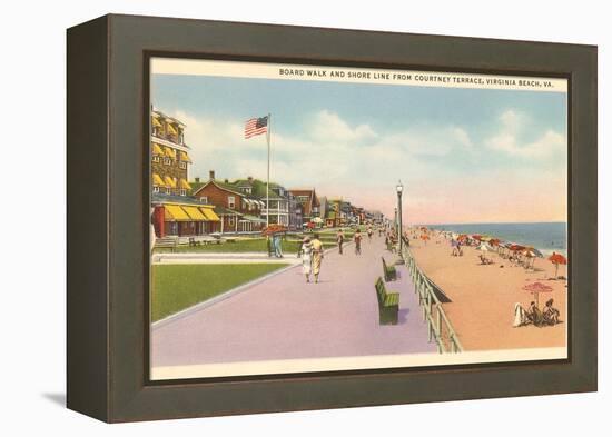 Boardwalk and Beach, Virginia Beach, Virginia-null-Framed Stretched Canvas