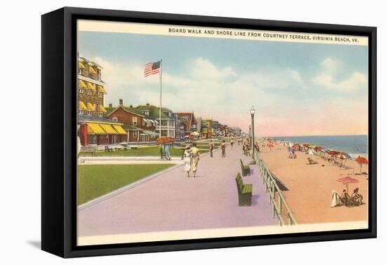 Boardwalk and Beach, Virginia Beach, Virginia-null-Framed Stretched Canvas