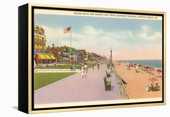 Boardwalk and Beach, Virginia Beach, Virginia-null-Framed Stretched Canvas