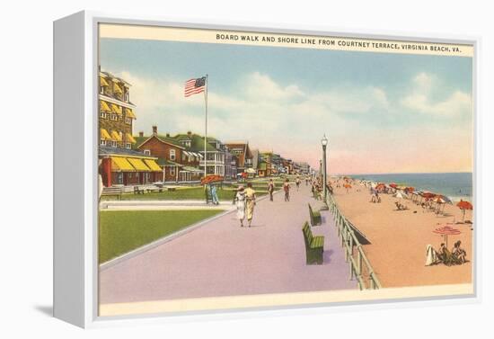Boardwalk and Beach, Virginia Beach, Virginia-null-Framed Stretched Canvas