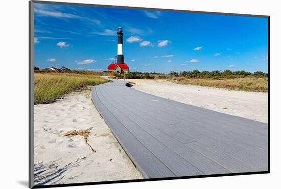 Boardwalk and Lighthouse, Fire Island, New York-George Oze-Mounted Photographic Print
