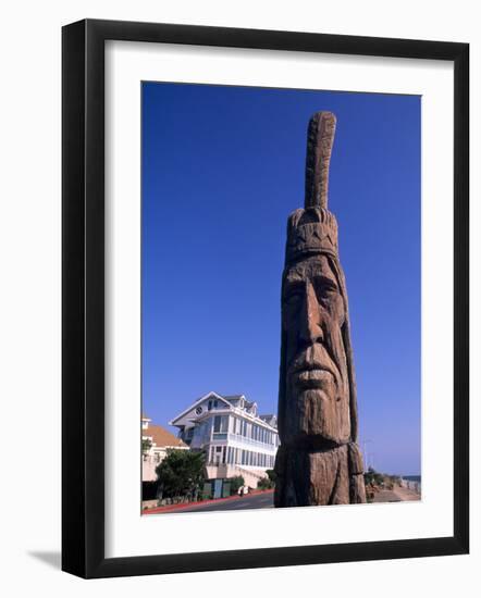 Boardwalk and Totem Pole on the Beach, Ocean City, Maryland, USA-Bill Bachmann-Framed Photographic Print