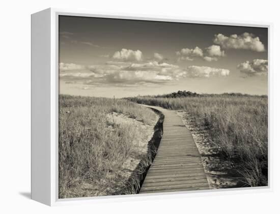 Boardwalk, Good Harbour Beach, Gloucester, Cape Ann, Massachusetts, USA-Walter Bibikow-Framed Premier Image Canvas