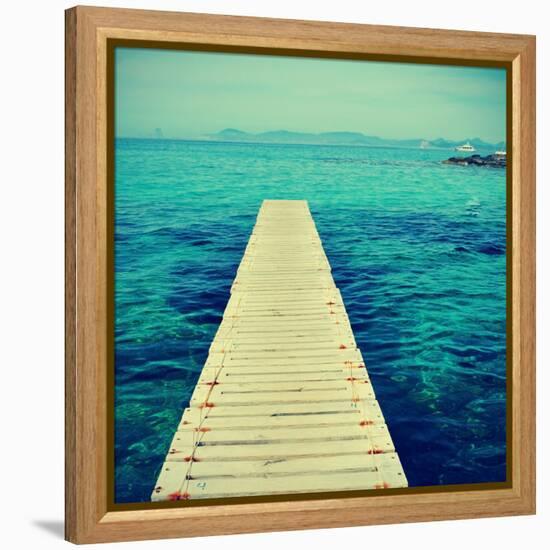 Boardwalk in Ses Illetes Beach in Formentera, Balearic Islands-nito-Framed Premier Image Canvas