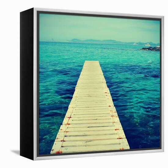 Boardwalk in Ses Illetes Beach in Formentera, Balearic Islands-nito-Framed Premier Image Canvas