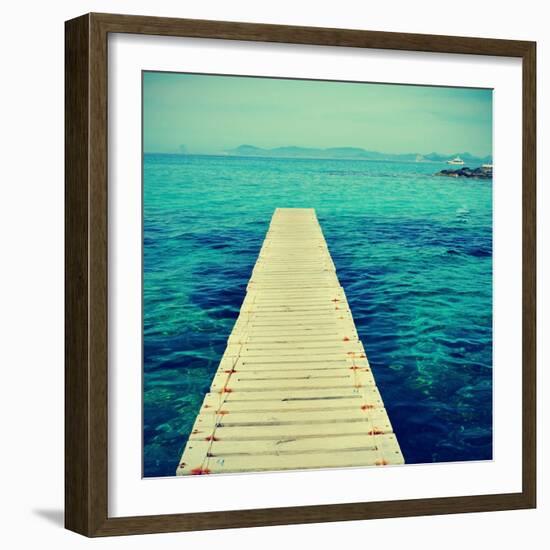 Boardwalk in Ses Illetes Beach in Formentera, Balearic Islands-nito-Framed Photographic Print